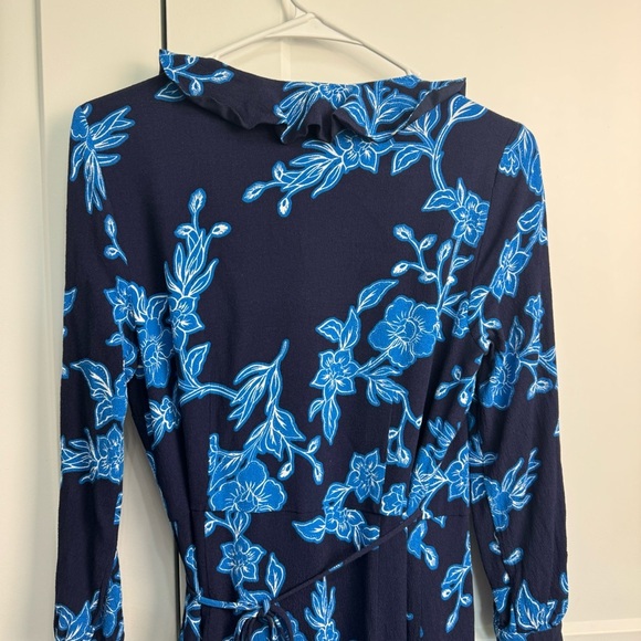 Draper James Wrap Dress Geranium Floral Navy Blue Size 6 - Picture 9 of 12